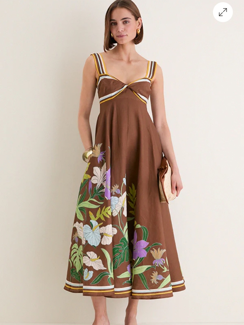 Alemais Chocolate Alfie Twist Linen Dress - NEW WITH TAGS